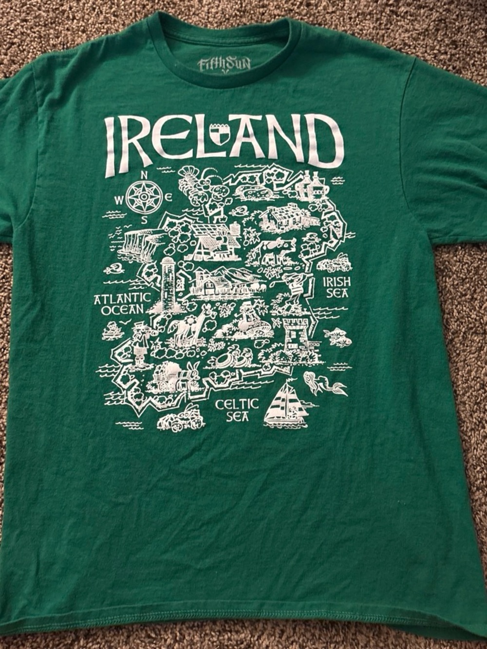 Fifth Sun Green Ireland Map Graphic Tee